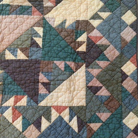Patchwork Quilt Earthy Beautiful Colors 55"x50" - Picture 2 of 5